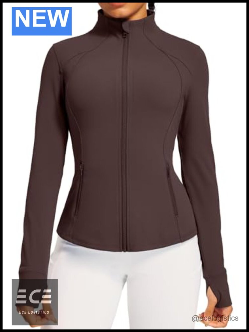 Women's Lightweight Full Zip Athletic Running Jacket with Thumb Holes